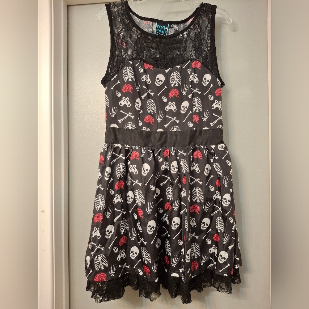 Too Fast Anatomy Ribcage Bones Skeleton Dress - Picture 3 of 11